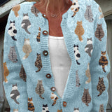 Camille Cat Print Cardigan