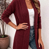 Marlowe | Burgundy Ribbed Knit Cardigan with Button