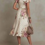 Alba | Elegant Retro Floral Midi Dress