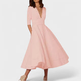 Helena - Elegant Dress with V-Neckline