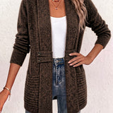 Camille | Ribbed Knit Cardigan in Chocolate with Buttons