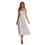 Women's Jacquard Evening Maxi Dress with Spaghetti Straps