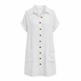 Women's Relaxed-Fit Jersey Dress, Knee Length, V-Neck with Practical Pockets