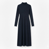 Fitted Long-Sleeved Maxi Dress with High Roll Neck