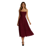 Women's Jacquard Evening Maxi Dress with Spaghetti Straps