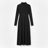 Fitted Long-Sleeved Maxi Dress with High Roll Neck