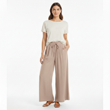 Roomy Wide-Leg Trousers with Elastic Waist and Pockets for Women