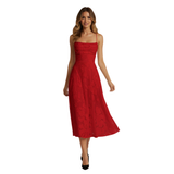 Women's Jacquard Evening Maxi Dress with Spaghetti Straps