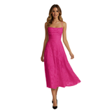 Women's Jacquard Evening Maxi Dress with Spaghetti Straps