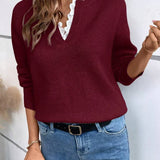 Céline | Chic Lace-Collar Jumper, Cashmere-Soft Touch