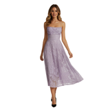 Women's Jacquard Evening Maxi Dress with Spaghetti Straps