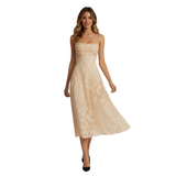Women's Jacquard Evening Maxi Dress with Spaghetti Straps