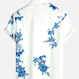 Jackson | Short-Sleeve Summer Shirt with White Flower Print