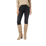 Mid-Calf Faux Suede Boots with Thick Heel and Soft Pleats
