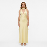 Women's Polyester Evening Maxi Dress with Plunging Neckline and Open Back
