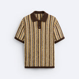 Retro Knitted Polo with Striped Pattern