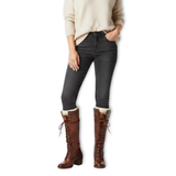 Women's Tall Lace-Up Boots in Aged Leather with Square Heel and Soft Lining