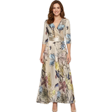 V-Neck Floral Maxi Dress with Long Sleeves and Flowing Cut