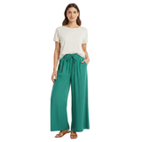 Roomy Wide-Leg Trousers with Elastic Waist and Pockets for Women