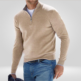 Men's Zip-Up Jumper – Half-Zip Jumper with Ribbed Texture and Comfortable Fit