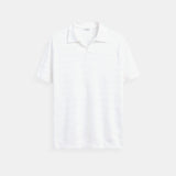 White Knitted Polo with Textured Pattern
