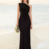 Aleida | One-Shoulder Satin Maxi Dress