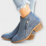 Karina - Suede Boots with Wide Heel