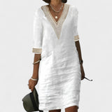 Mafalda - Linen Summer Dress with Lace Details