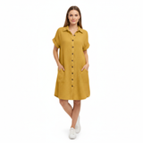 Women's Relaxed-Fit Jersey Dress, Knee Length, V-Neck with Practical Pockets