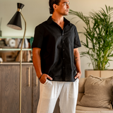Isaiah | Short-Sleeve Linen Shirt for Men with Chest Pocket