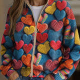 Valentine | Textured Knit Pattern with Multicolour Hearts