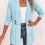 Nova | Ribbed Knit Cardigan with Button Tab in Aqua