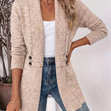 Harlow | Ribbed Knit Cardigan in Oat with Button Tab