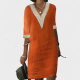 Mafalda - Linen Summer Dress with Lace Details