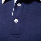 Men's Long-Sleeve Polo Shirt – with White Collar – Casual & Elegant