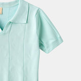 Retro-Knit Polo in Mint Green