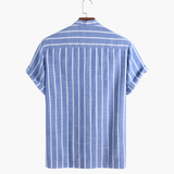 Charles | Men's Striped Linen Shirt with Stand Collar