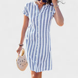 Martina - Elegant Striped Shirt Dress