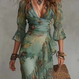 Aurora | Floral Maxi Dress with Romantic Asymmetric Hem