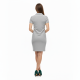 Fitted Short Dress with Polo Collar and Short Sleeves and Side Slit