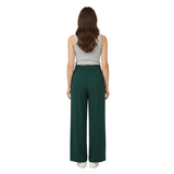 Casual Wide-Leg Trousers for Women with Elastic Waist and Decorative Belt