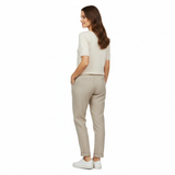 Women's Cotton-Blend Trousers with Elastic Waist and Fitted Pencil Cut