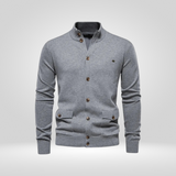 Men's Knitted Cotton Gilet – Casual Comfort with High Collar