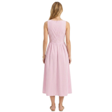 Sleeveless Vertical Stripe Maxi Dress with High Neck for Women