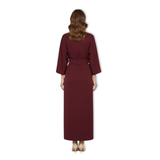 Women's Long Dress with Batwing Sleeves and Defined Waist, Flowing Silhouette
