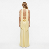 Women's Polyester Evening Maxi Dress with Plunging Neckline and Open Back