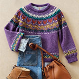 Warm Purple Jacquard Jumper Aveline