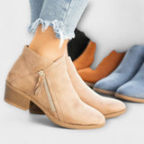 Karina - Suede Boots with Wide Heel