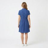Printed Short-Sleeved Polyester Midi Summer Dress with Round Neck for Women