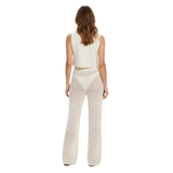 Crochet-Knit Beach Trousers with Elastic Waist for Women